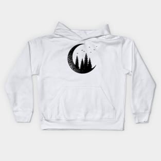 Moon And Forest. Double Exposure Kids Hoodie